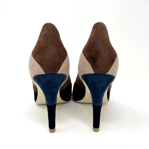 🆕 Billy Ella Patchwork Heel Size 10 Suede Leather Pointed Toe Colorblock Pump - Picture 9 of 13